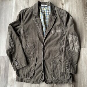 Vintage Y2K Fossil Womens Corduroy‎ Blazer Jacket M Lined Brown Cargo Utility
